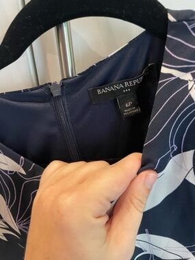 Banana Republic Navy Dress with White and Lavender Floral Print